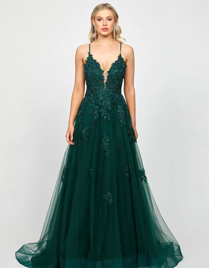 Formal / Prom Dresses | Gowns / Ballgowns<Bariano ALIE PLUNGING BALL GOWN B73D84L DARK GREEN