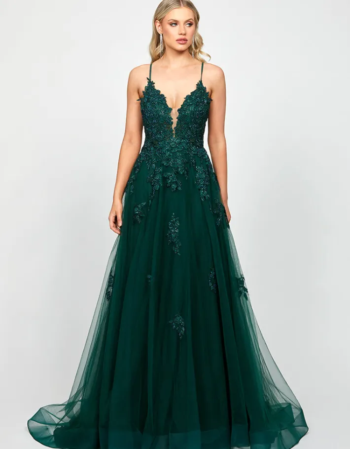 Formal / Prom Dresses | Gowns / Ballgowns<Bariano ALIE PLUNGING BALL GOWN B73D84L DARK GREEN