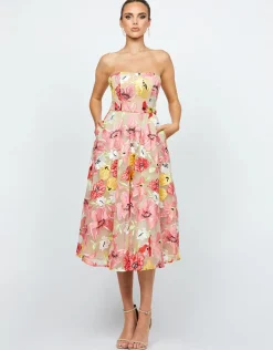 Midi Dresses<Bariano AMANDA STRAPLESS MIDI B74D36S FLORAL MULTI