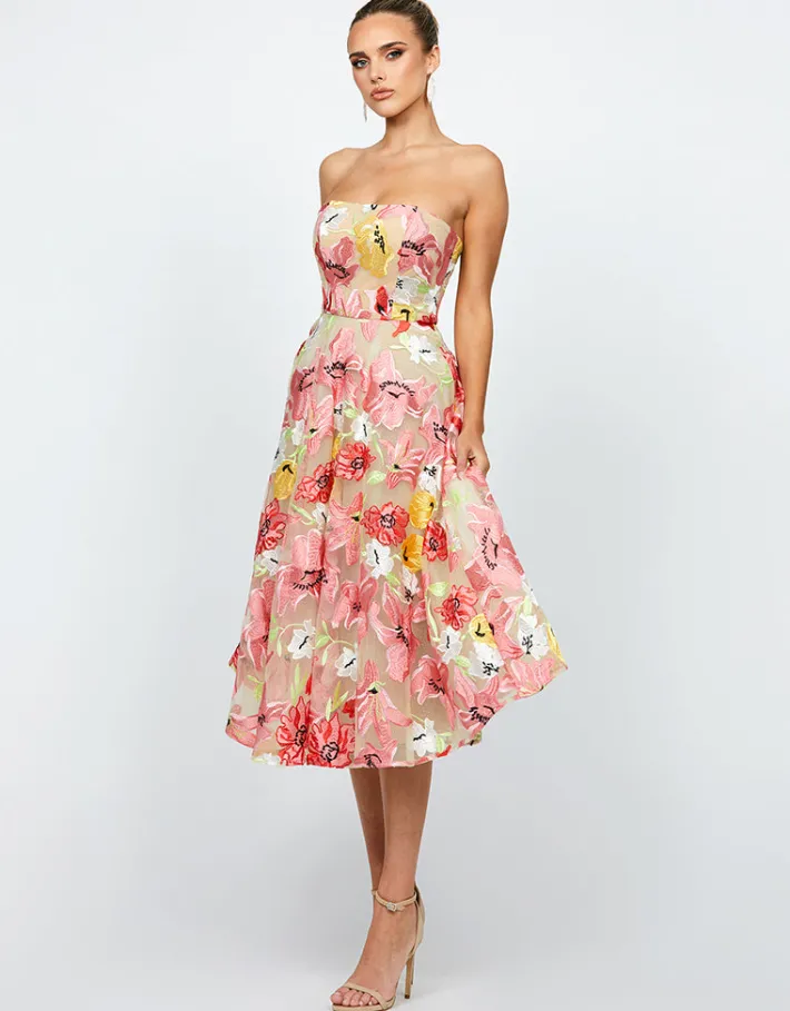 Midi Dresses<Bariano AMANDA STRAPLESS MIDI B74D36S FLORAL MULTI