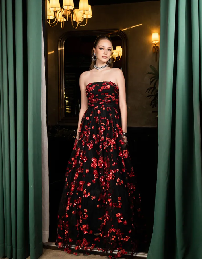 Formal / Prom Dresses | Gowns / Ballgowns<Bariano ANASTASIA STRAPLESS BALL GOWN B64D22L BLACK/RED