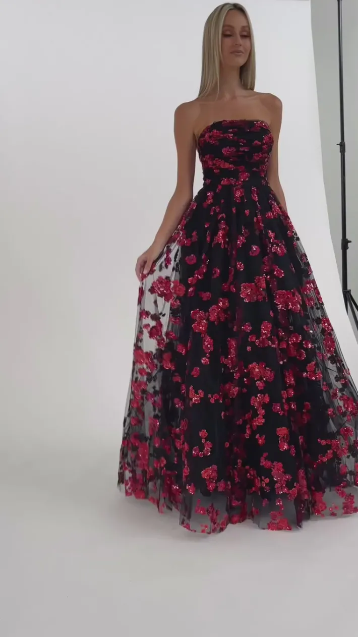 Formal / Prom Dresses | Gowns / Ballgowns<Bariano ANASTASIA STRAPLESS BALL GOWN B64D22L BLACK/RED