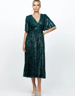 Formal / Prom Dresses | Midi Dresses<Bariano ANGIE FLUTTER SLEEVE MIDI BL73D22S