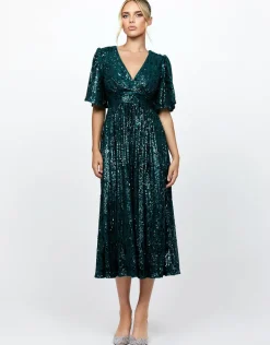 Formal / Prom Dresses | Midi Dresses<Bariano ANGIE FLUTTER SLEEVE MIDI BL73D22S