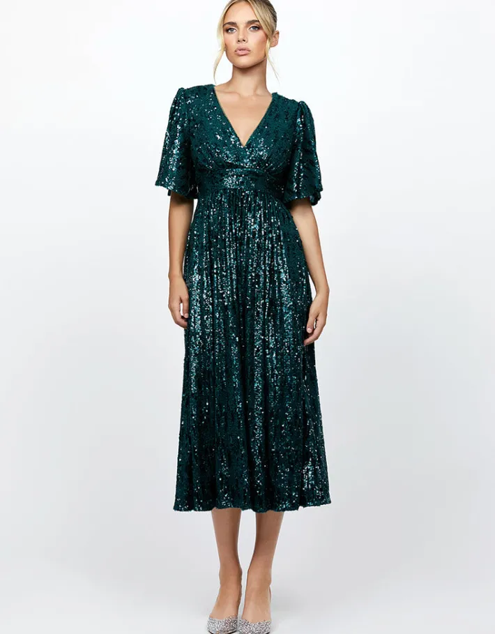 Formal / Prom Dresses | Midi Dresses<Bariano ANGIE FLUTTER SLEEVE MIDI BL73D22S