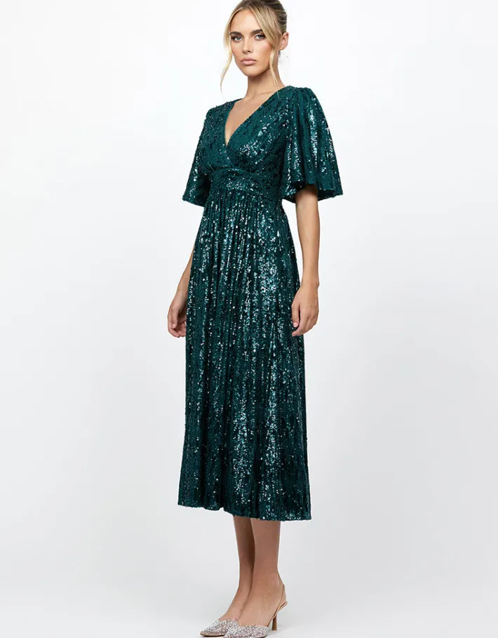 Formal / Prom Dresses | Midi Dresses<Bariano ANGIE FLUTTER SLEEVE MIDI BL73D22S