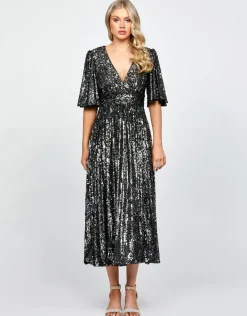 Formal / Prom Dresses | Midi Dresses<Bariano ANGIE FLUTTER SLEEVE MIDI BL73D22S