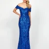 Maxi Dresses | All Dresses<Bariano ARIYAH OFF SHOULDER GOWN B73D01L COBALT