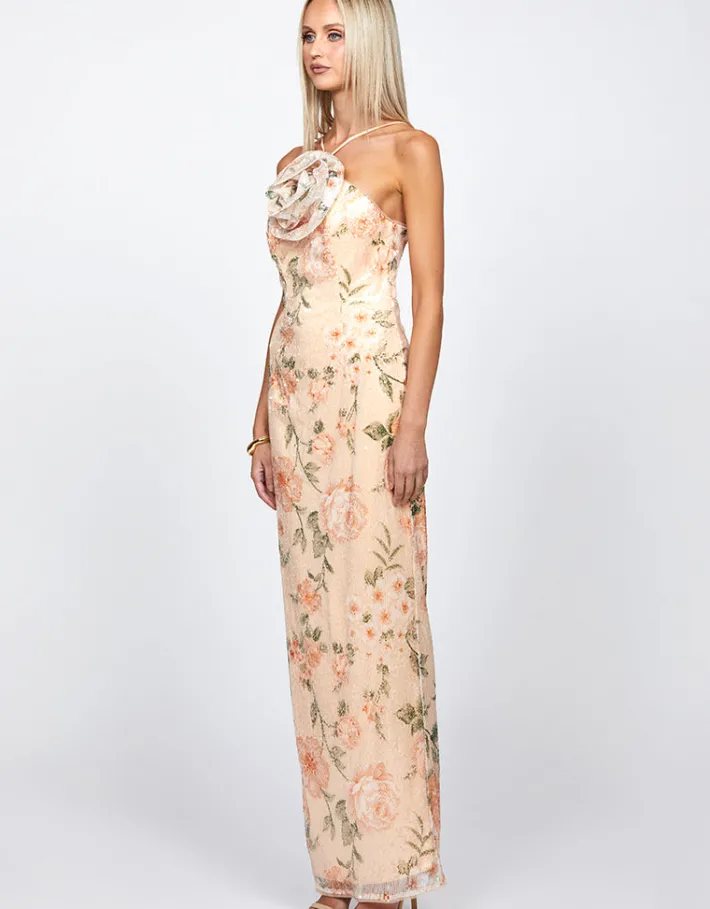 Formal / Prom Dresses | Maxi Dresses<Bariano ASTARI ARROW NECK MAXI BL72D29L PEACH PRINT