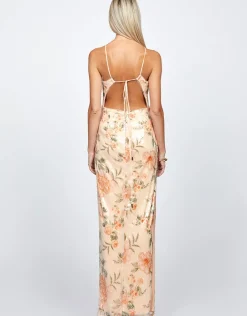 Formal / Prom Dresses | Maxi Dresses<Bariano ASTARI ARROW NECK MAXI BL72D29L PEACH PRINT