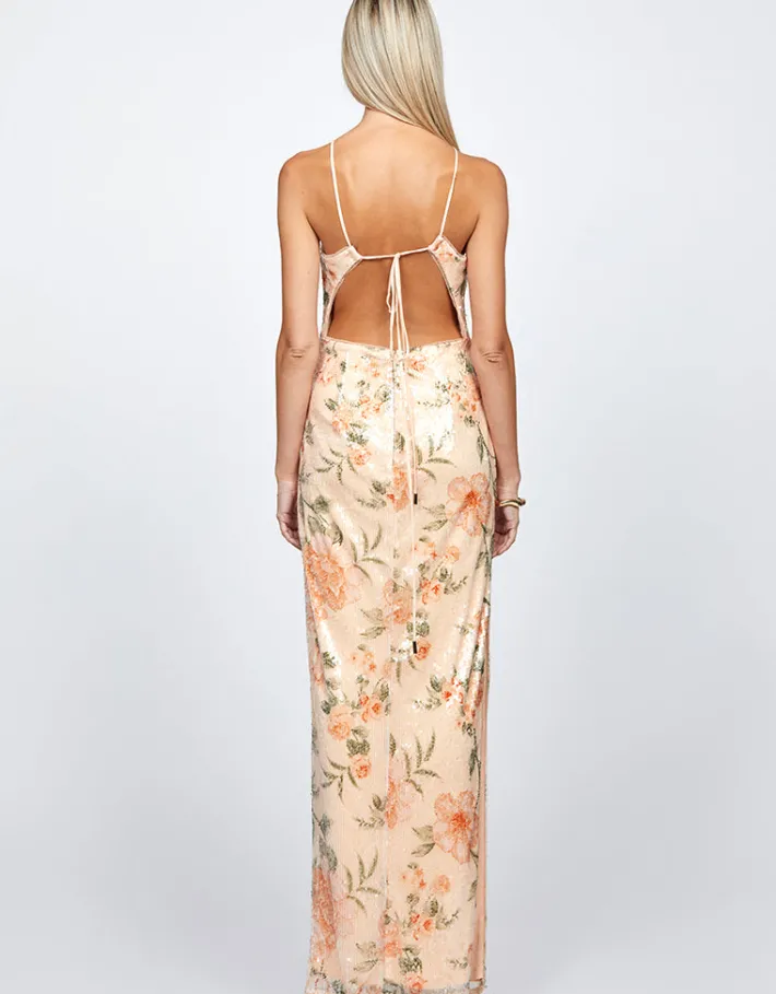 Formal / Prom Dresses | Maxi Dresses<Bariano ASTARI ARROW NECK MAXI BL72D29L PEACH PRINT