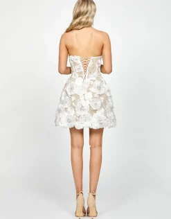 Mini Dresses | All Dresses<Bariano AZARIA 3D FLORAL MINI B73D51S WHITE/NUDE
