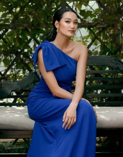Formal / Prom Dresses | Maxi Dresses<Bariano AZZA ONE SHOULDER BOW GOWN B70D20L COBALT