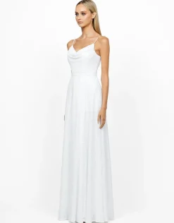 Maxi Dresses | All Dresses<Bariano BEC SEQUIN COWL NECK WRAP GOWN B56D02L WHITE