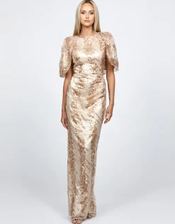 Maxi Dresses | All Dresses<Bariano BREAKAWAY CAPE GOWN B68D47L CARAMEL