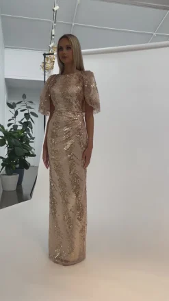 Maxi Dresses | All Dresses<Bariano BREAKAWAY CAPE GOWN B68D47L CARAMEL