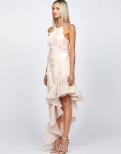 All Dresses | Maxi Dresses<Bariano BRIELLA CASCADING FRILL HI LO GOWN B71D08HL PASTEL PEACH
