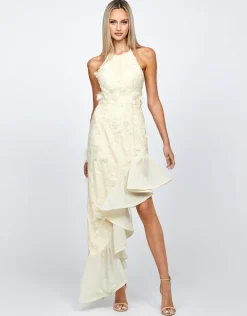 All Dresses | Maxi Dresses<Bariano BRIELLA CASCADING FRILL HI LO GOWN B71D08HL PASTEL PEACH