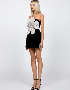 Mini Dresses | All Dresses<Bariano CALLA STRAPLESS ROSETTE MINI B71D51S BLACK/SILVER