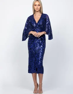 Midi Dresses | All Dresses<Bariano CAMARI CAPE MIDI B60D13S INDIGO