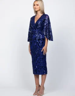 Midi Dresses | All Dresses<Bariano CAMARI CAPE MIDI B60D13S INDIGO