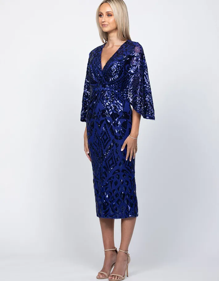 Midi Dresses | All Dresses<Bariano CAMARI CAPE MIDI B60D13S INDIGO