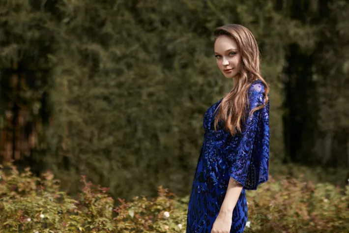 Midi Dresses | All Dresses<Bariano CAMARI CAPE MIDI B60D13S INDIGO