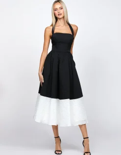 Midi Dresses | All Dresses<Bariano CAMELLIA ACHROMATIC A LINE MIDI BL71D06S BLACK/WHITE