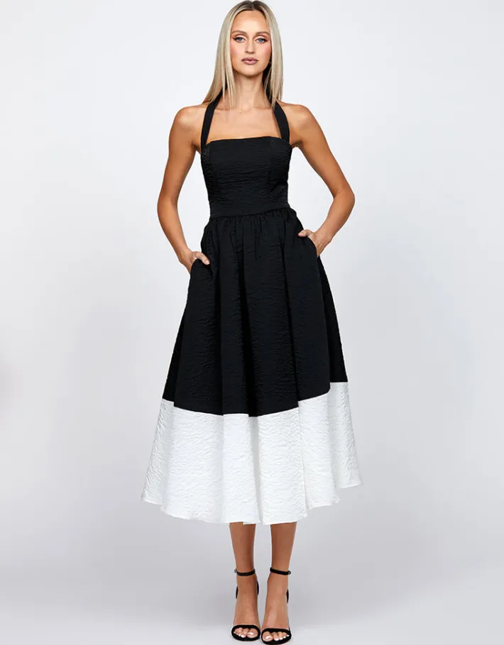 Midi Dresses | All Dresses<Bariano CAMELLIA ACHROMATIC A LINE MIDI BL71D06S BLACK/WHITE