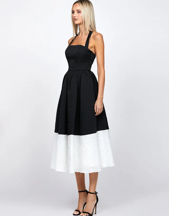 Midi Dresses | All Dresses<Bariano CAMELLIA ACHROMATIC A LINE MIDI BL71D06S BLACK/WHITE