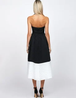 Midi Dresses | All Dresses<Bariano CAMELLIA ACHROMATIC A LINE MIDI BL71D06S BLACK/WHITE