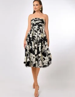 All Dresses | Midi Dresses<Bariano CAMERON STRAPLESS ORGANZA MIDI BL70D29S BLACK/WHITE