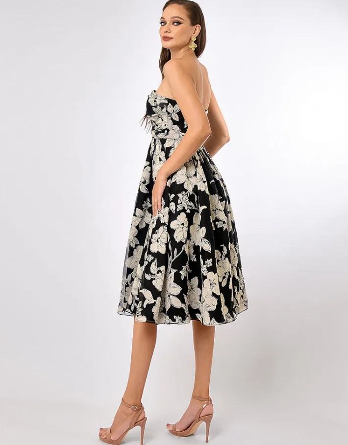 All Dresses | Midi Dresses<Bariano CAMERON STRAPLESS ORGANZA MIDI BL70D29S BLACK/WHITE