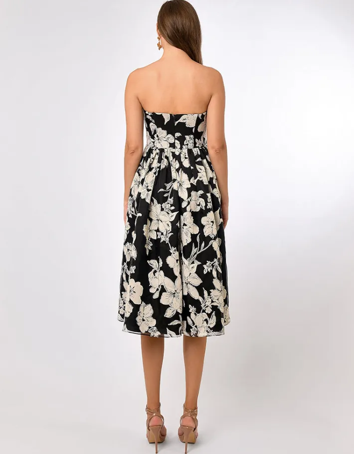 All Dresses | Midi Dresses<Bariano CAMERON STRAPLESS ORGANZA MIDI BL70D29S BLACK/WHITE