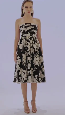 All Dresses | Midi Dresses<Bariano CAMERON STRAPLESS ORGANZA MIDI BL70D29S BLACK/WHITE