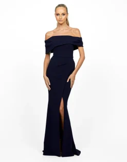 Formal / Prom Dresses | Gowns / Ballgowns<Bariano CANDLELIGHT OFF SHOULDER GOWN B55D16LT NAVY