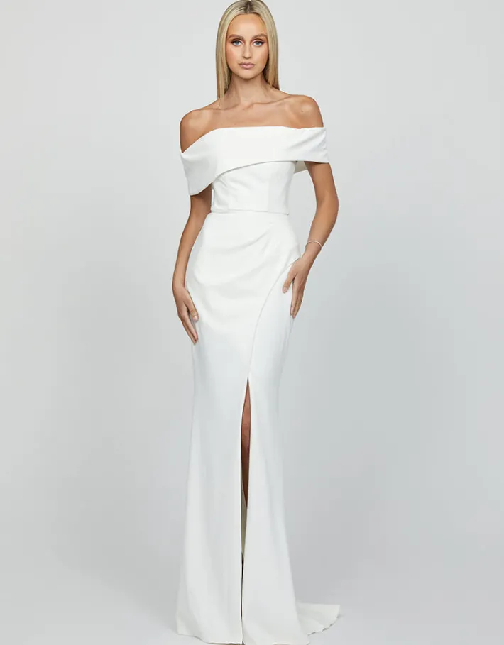 Maxi Dresses | All Dresses<Bariano CANDLELIGHT OFF SHOULDER GOWN B55D16LT WHITE