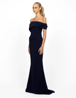 Formal / Prom Dresses | Gowns / Ballgowns<Bariano CANDLELIGHT OFF SHOULDER GOWN B55D16LT NAVY