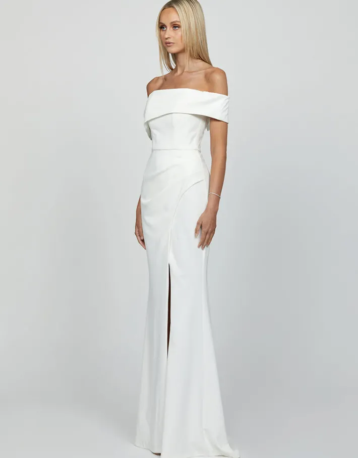 Maxi Dresses | All Dresses<Bariano CANDLELIGHT OFF SHOULDER GOWN B55D16LT WHITE