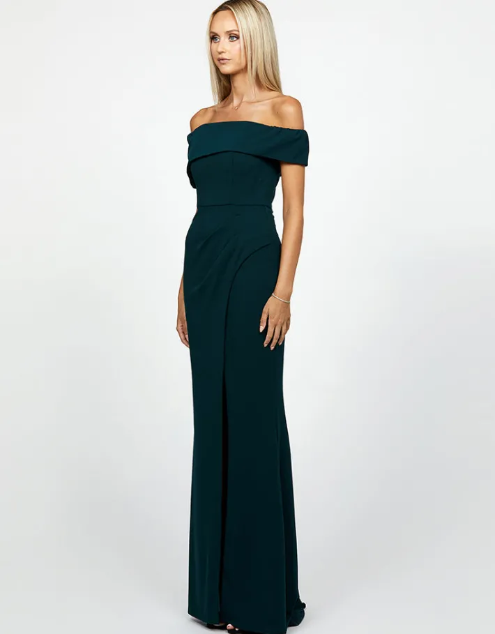Maxi Dresses | All Dresses<Bariano CANDLELIGHT OFF SHOULDER GOWN B55D16LT EMERALD