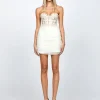 Mini Dresses | All Dresses<Bariano CARLISE DIAMANTE TULLE MINI B72D53S WHITE/NUDE