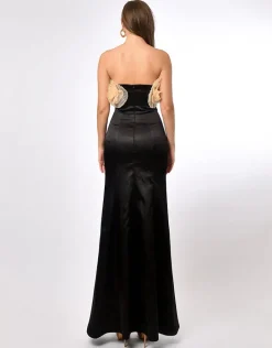 Formal / Prom Dresses | Maxi Dresses<Bariano CARMILLA ROSETTE FISHTAIL GOWN B70D27L BLACK/NUDE