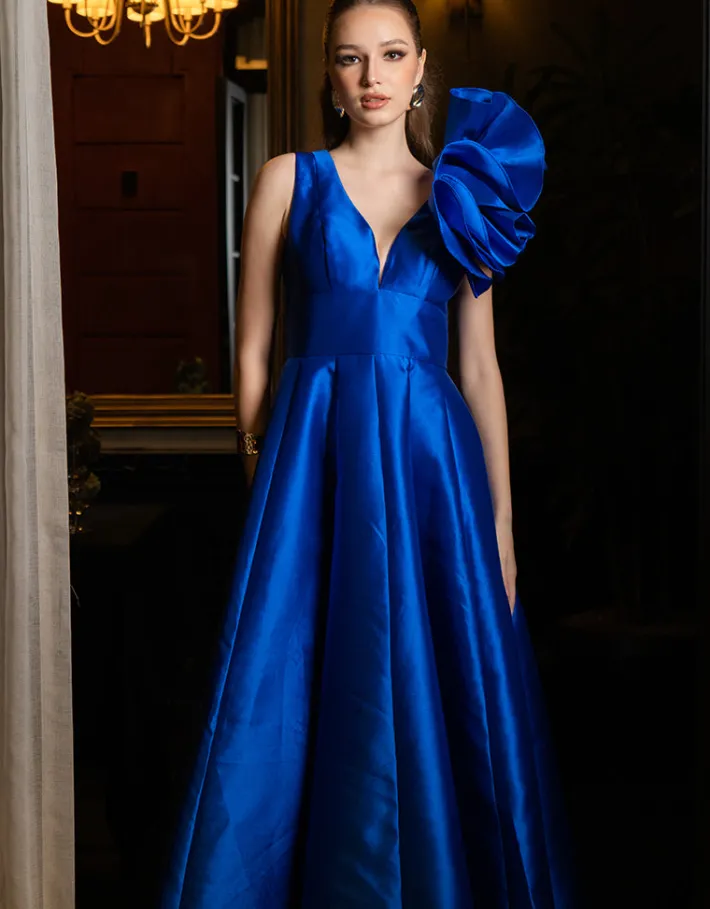 Gowns / Ballgowns | All Dresses<Bariano CECE RUFFLE SHOULDER GOWN B71D04L