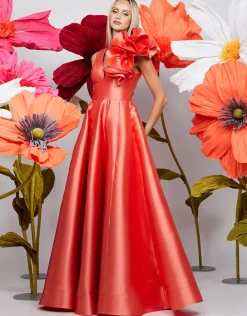 Gowns / Ballgowns | All Dresses<Bariano CECE RUFFLE SHOULDER GOWN B71D04L