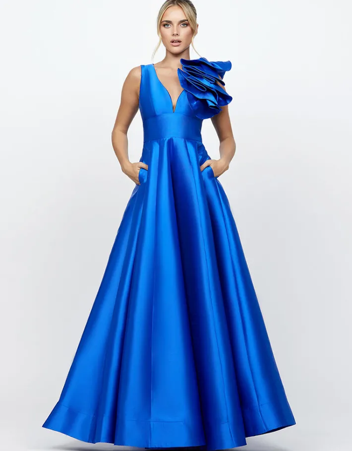 Gowns / Ballgowns | All Dresses<Bariano CECE RUFFLE SHOULDER GOWN B71D04L
