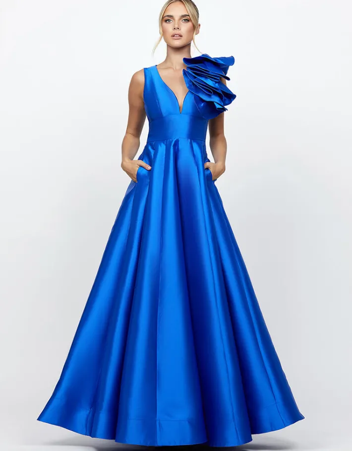 Gowns / Ballgowns | All Dresses<Bariano CECE RUFFLE SHOULDER GOWN B71D04L
