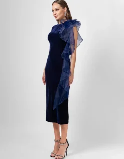 Formal / Prom Dresses | Maxi Dresses<Bariano CHARLIE CASCADING RUFFLE MIDI B75D07S NAVY