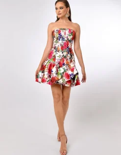 Mini Dresses<Bariano CHARLIS STRAPLESS BUBBLE MINI B70D06S FLORAL MULTI