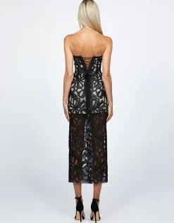 Midi Dresses | All Dresses<Bariano CLARISE FITTED STRAPLESS LACE MIDI BL68D42S BLACK/NUDE