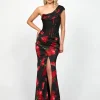 Maxi Dresses | All Dresses<Bariano DALLAS ONE SHOULDER GOWN B73D29L BLACK/RED